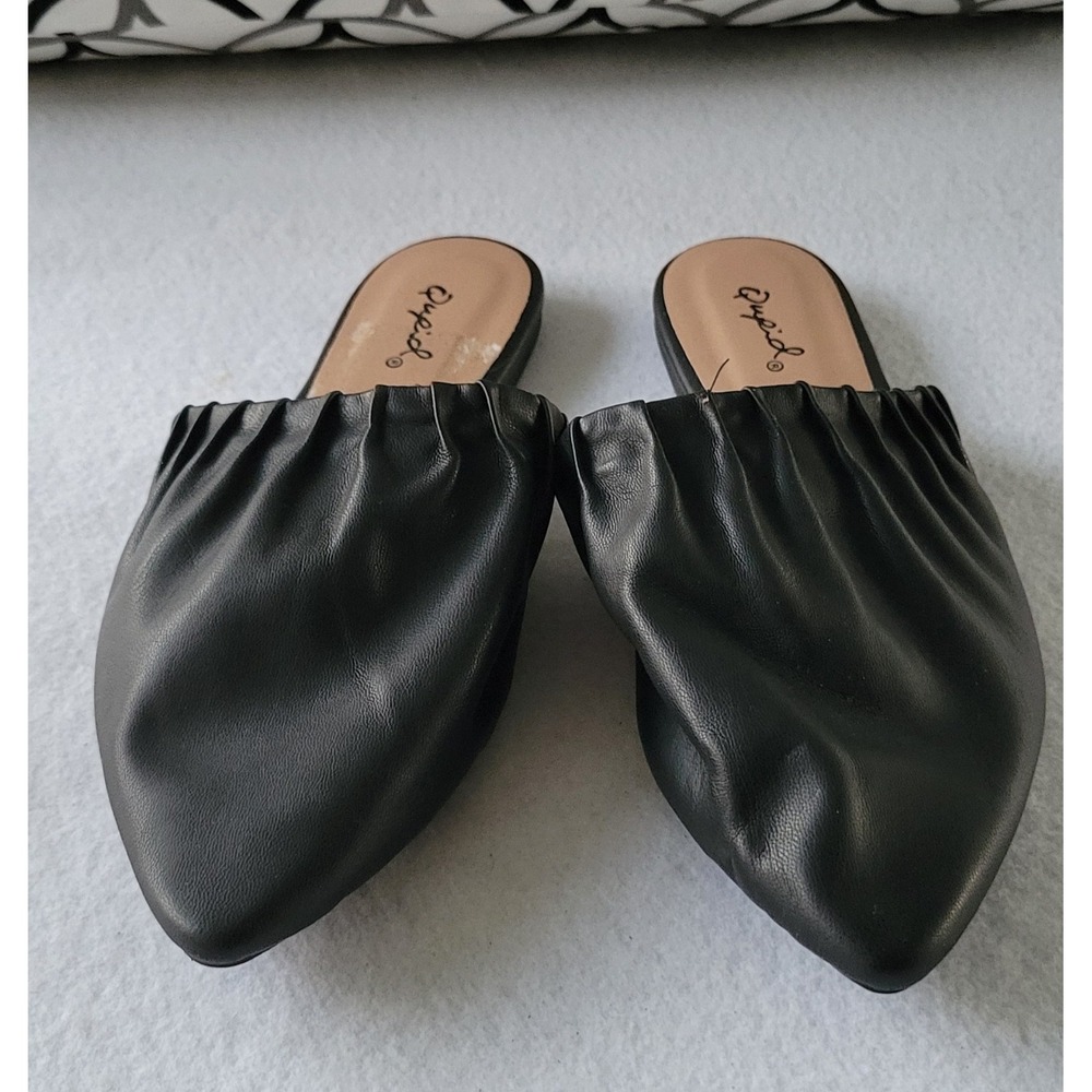 Qupid Womens Size 7 Slip On Black Suede Casual Pointed Toe Comfort Flats - Picture 3 of 7